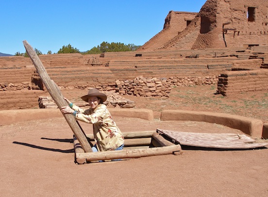 Doree coming out of the Kiva- Pecos National Monument, N.M.<br>Photograph: Thom Valenza