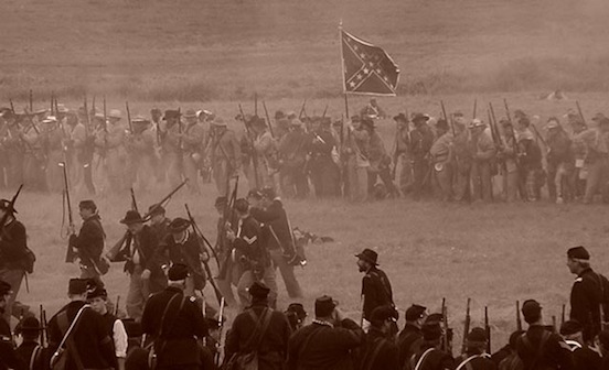 140th Reenactment at Gettysburg, Pa. 2003- The Charge<br>Photograph: D.Valenza