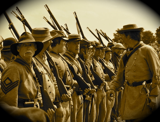  Reenactment at Gettysburg, Pa. 2011<br>Line up CSA reenactors
Photograph: D.Valenza