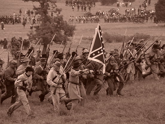 140th Reenactment at Gettysburg, Pa. 2003- The Charge<br>Photograph:D.Valenza 2003
