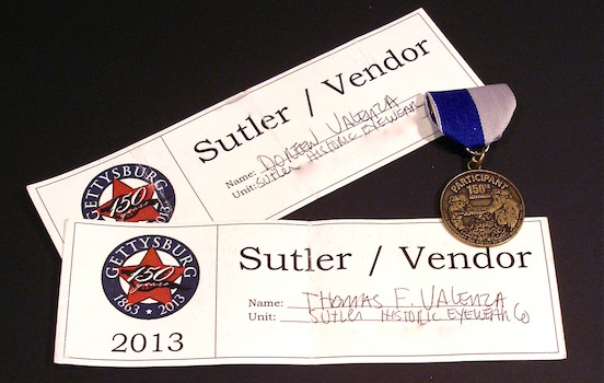 Historic EyeWear Company Sutler / Vendor certificate<br>150th Gettysburg 2013