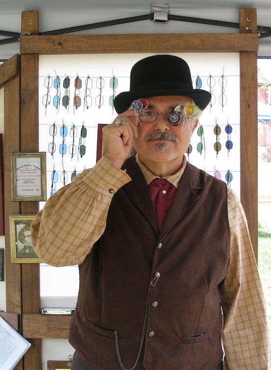 Tom Valenza at the  The International Steampunk City, Morristown, N.J.<br>Tom created these special specs for this event