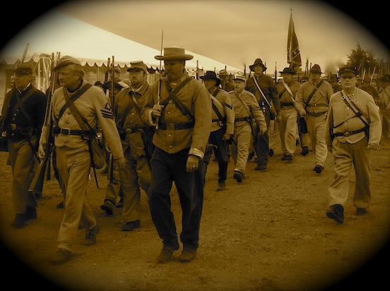 Soldiers marching<br>149th Cedar Creek Battle Reenactment, Oct. 2013