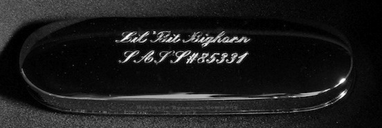 Historic Eyewear Company 1800's Spectacle Case  with custom engraving<br>Lil' Bit Bighorn Single Action Shooting Society