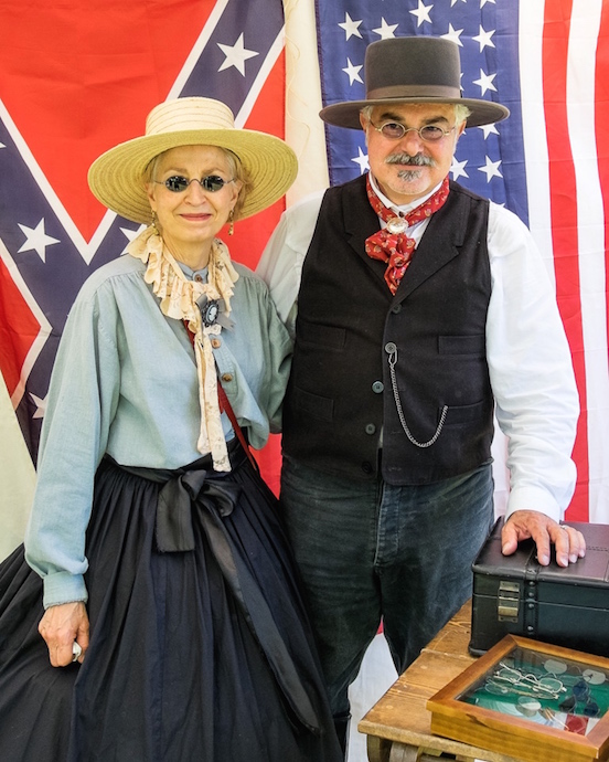 Doreen & Thomas Valenza, photograph by Michael J. Milchanowski<br>At the N.J.Civil War Heritage Association Encampment, Allaire State Park, May 2015 Doree is wearing the Blued Steel Oval Small