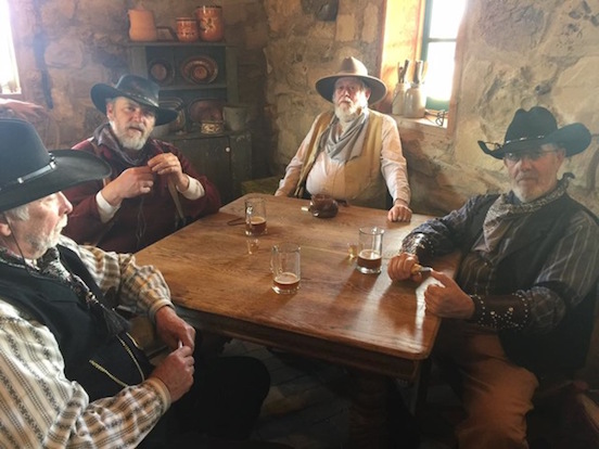 Al Hader ( in the spectacles) and his Cowboys pals gambling...<br>Movie- "The Peacemakers- The Night of The Ripper. It is a Great American Adventure ride called The Reel West. 