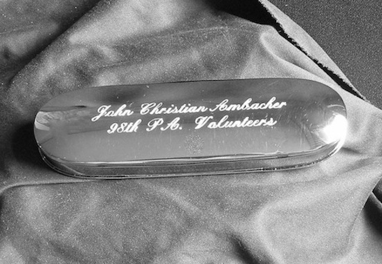Historic Eyewear Company 1800's Spectacle Case  with custom engraving<br>John Christian Ambacher, 98th PA. Volunteers