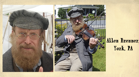 Allen Brenner<br>On the fiddle wearing our 1835-80 Octagon spectacles in Tombstone Silver Dust
