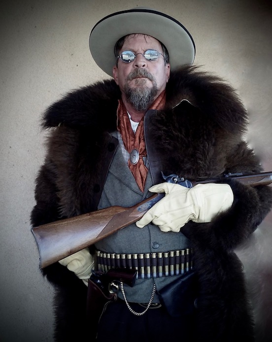 Douglas Palermo wearing Oval Large in  Bethlehem Blued Steel <br>Buffalo Hunter from Santa Fe, NM