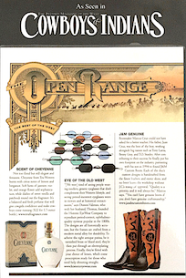 Featured in Cowboys & Indians magazine<br>Custom tinted sunglasses by Historic EyeWear 